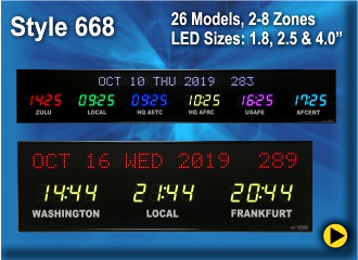 BRG Time Zone Clock, World Clock, Zulu Clock Style 668